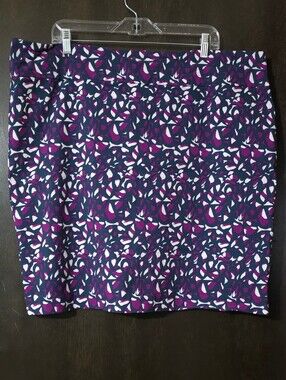Margaret M Stretch Purple Navy White Pencil Mini Skirt Women's Size 3X